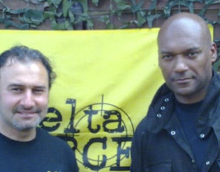 Colin Salmon paintballing at Delta Force