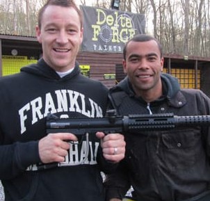 John Terry & Ashley Cole paintballing at Delta Force