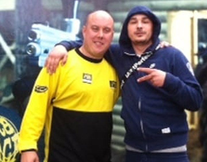 K Koke paintballing at Delta Force