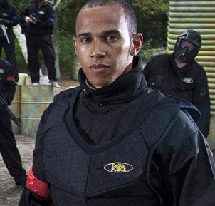 Lewis Hamilton paintballing at Delta Force