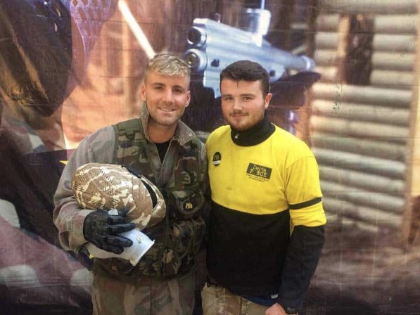 Luke Shaw paintballing at Delta Force