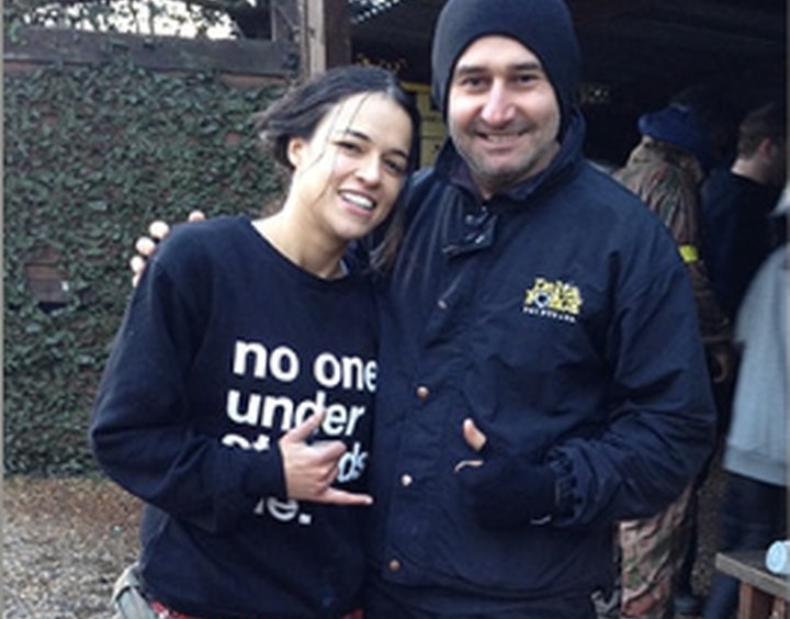 Michelle Rodriguez paintballing at Delta Force