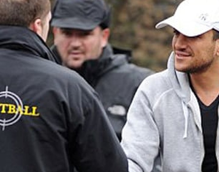 Peter Andre paintballing at Delta Force