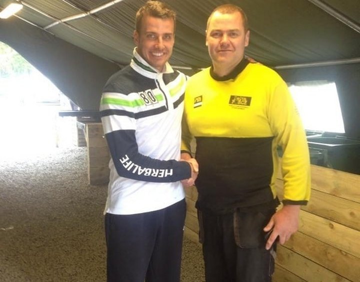 Steven Taylor paintballing at Delta Force