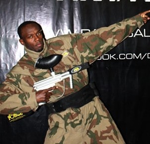 Usain Bolt paintballing at Delta Force