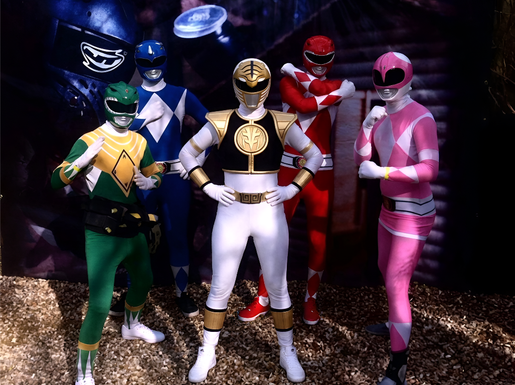 Hen party group dressed as Power Rangers at Delta Force Paintball