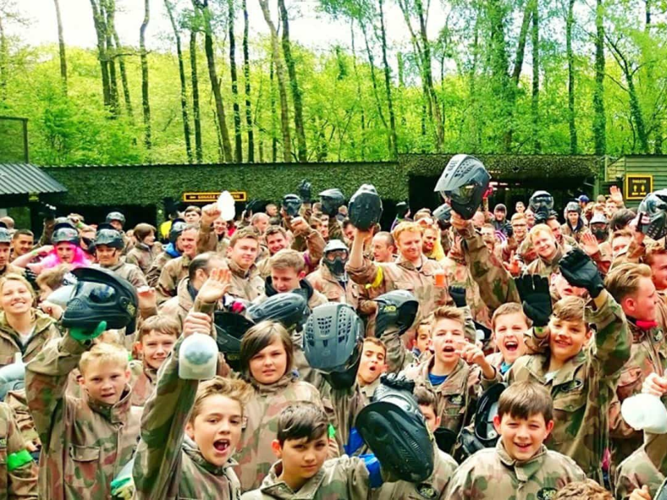 Kids paintball group photo at Delta Force Paintball