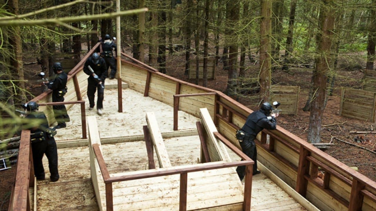 Shipwreck paintball zone with wooden cover