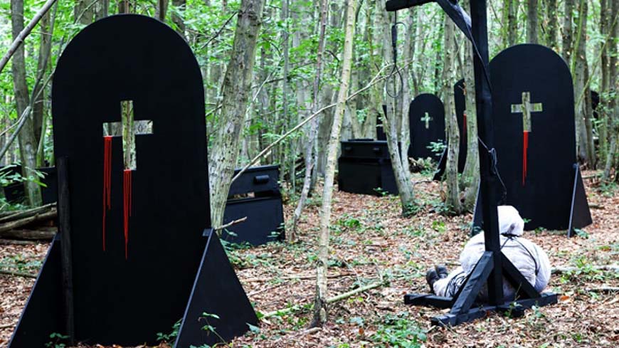 Paintball players in the Zombies Crypt zone