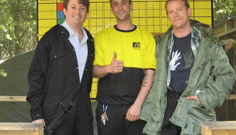 Peep Show Actors with Paintball Centre Manager