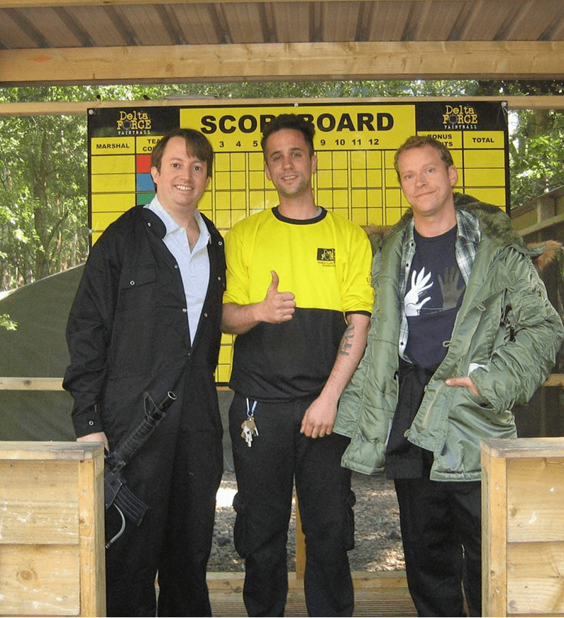 Peep Show Actors with Paintball Centre Manager