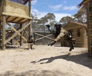 Paintball Player Dives In Vietcong Village