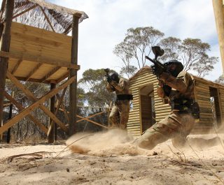 Paintball Players Slide At Vietcong Village