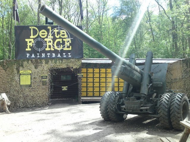 Howitzer gun at Delta Force Paintball base camp