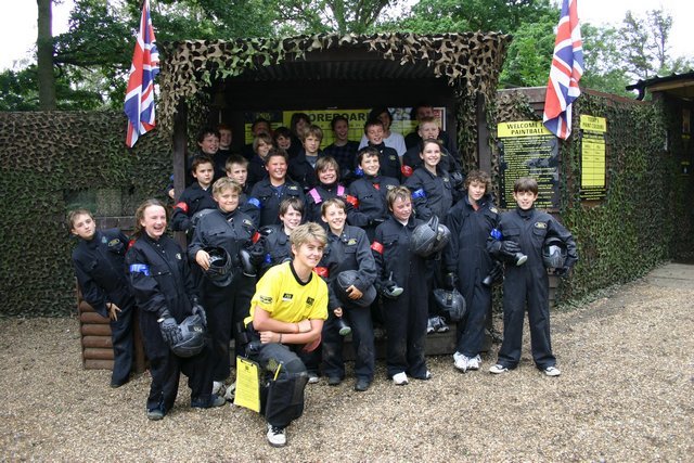 Kids Victory Posing at Paintball Base Camp