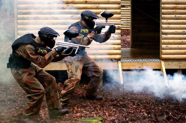 Two Paintball Players in Vietcong Village Game Zone