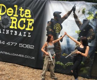 High fives everywhere at Delta Force Paintball