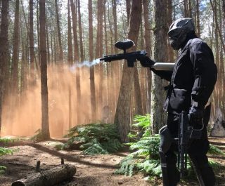 Terminator in action at Delta Force paintball game zone