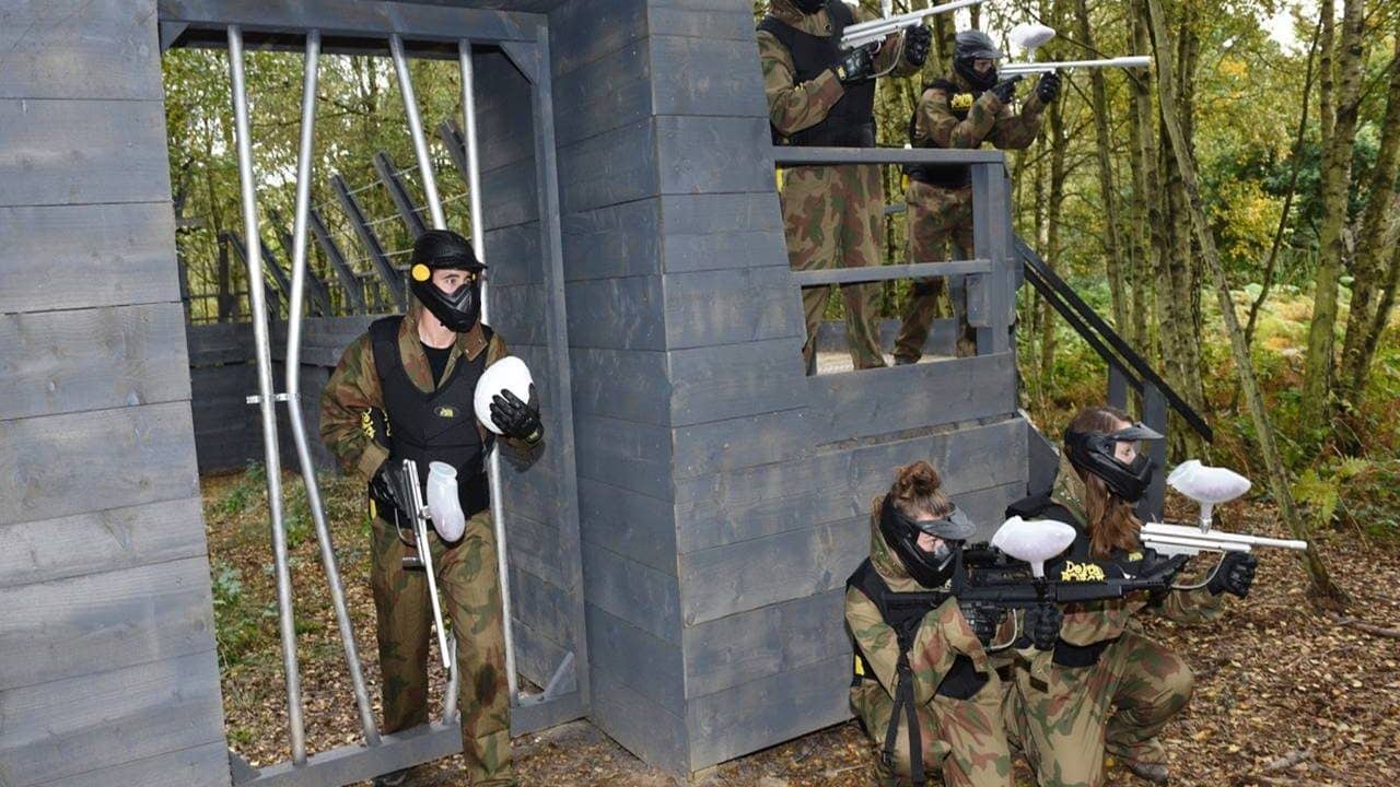Delta Force Players In Paintball Kit Playing At Raptor Park