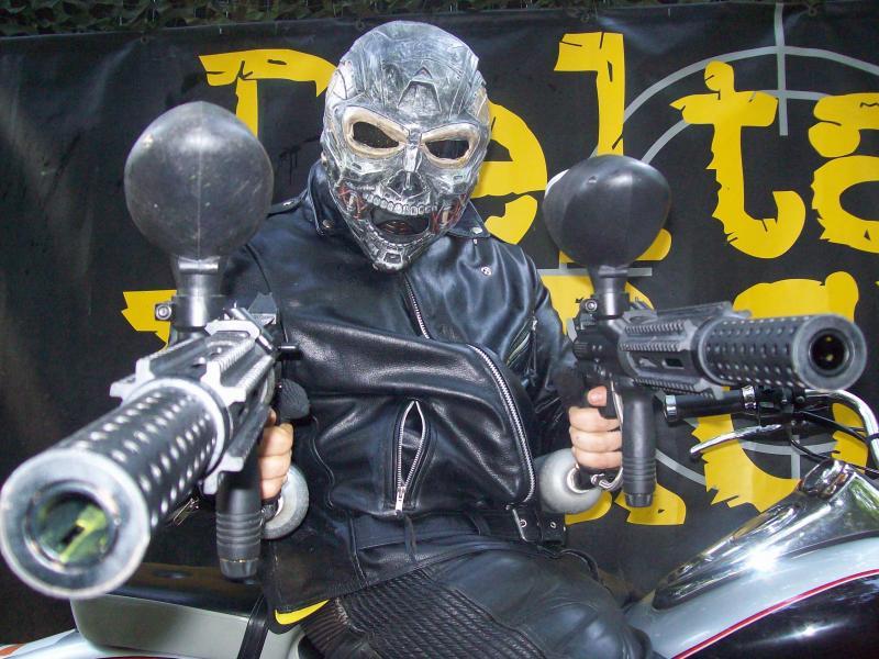 Paintball Terminator Sitting on a Bike