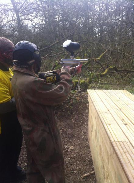 BBC Treasure Quest presenter at shooting range