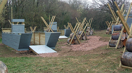 D-Day game zone boats and barrels