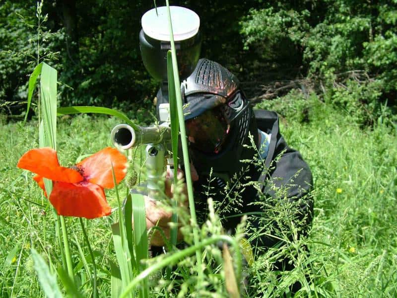 Paintball Player with a Poppy