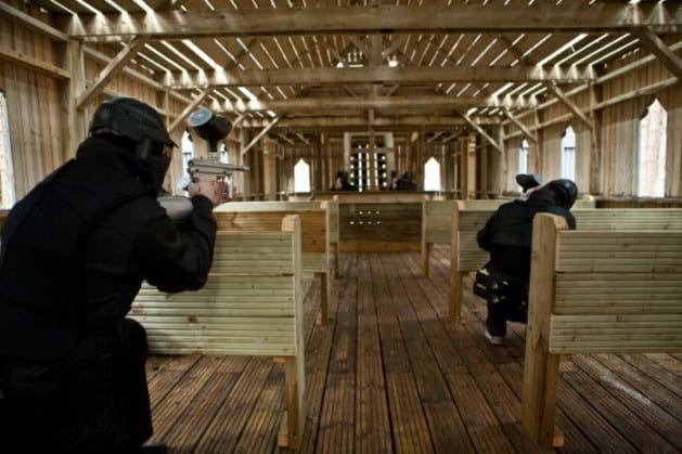 Players in the Crypt at Paintball Essex