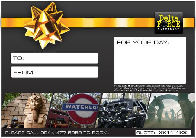 Delta Force Paintball gift voucher