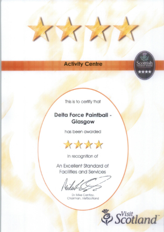 Four stars Delta Force Glasgow, Visit Scotland