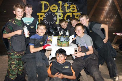 Kids paintball birthday party at base camp