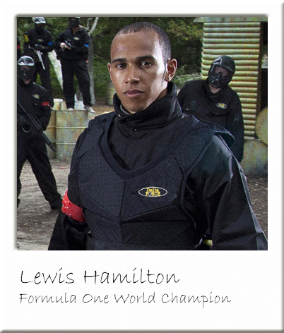 Lewis Hamilton at Delta Force Paintball