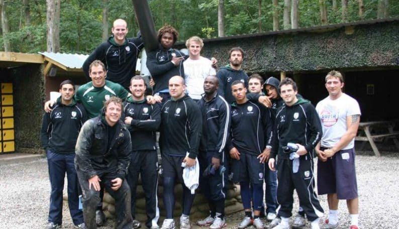 London Irish rugby team pose at base camp