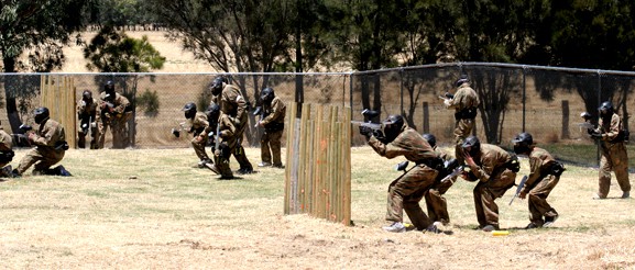 Players shelter behind cover at end of game-zone