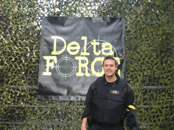 Paddy McGuinness with Delta Force logo