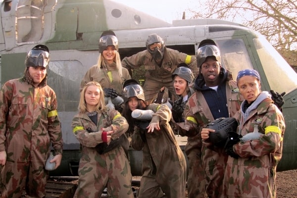 Cara Delevinge, Michelle Rodriguez and team with chopper