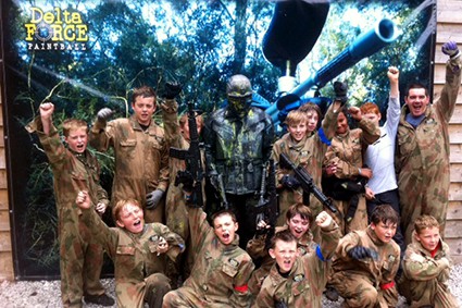 Scouts pose with Delta Force Terminator