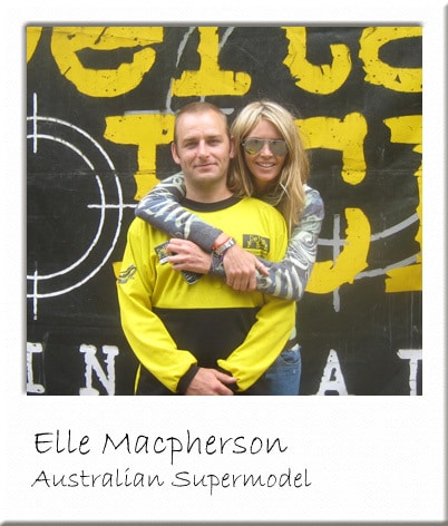 Elle Macpherson visiting Paintball Centre