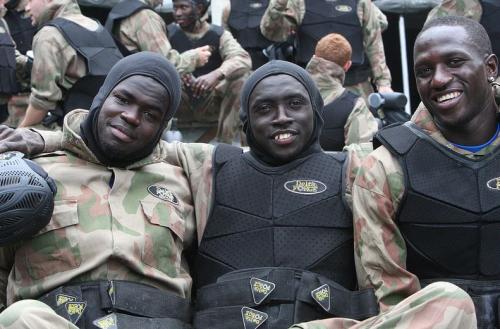 Newcastle players smile at base camp