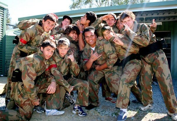 Kids Posing at the Paintball Centre