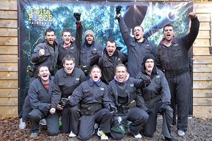 Stag party in paintball costume