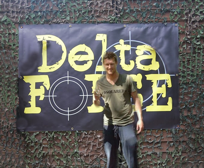 David Nugent with Delta Force logo