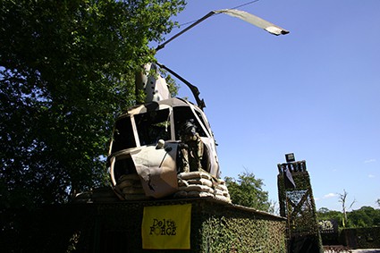 Crashed helicopter in Surrey base camp