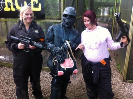 Terminator poses with handbag