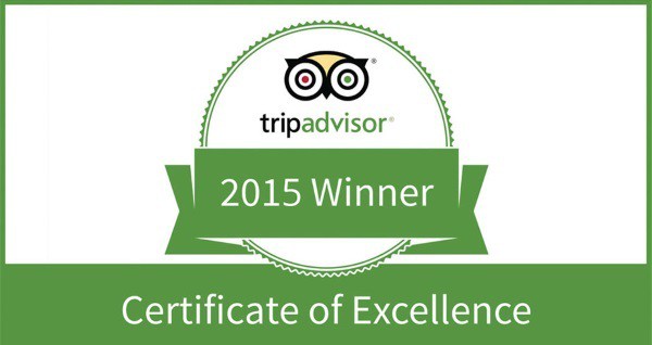 TripAdvisor 5 star Certificate of Excellence