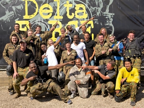 Usain Bolt and team pose at base camp