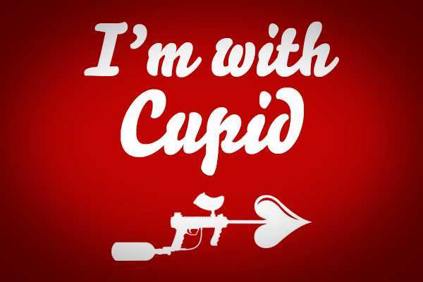 "I'm with Cupid" paintball sign