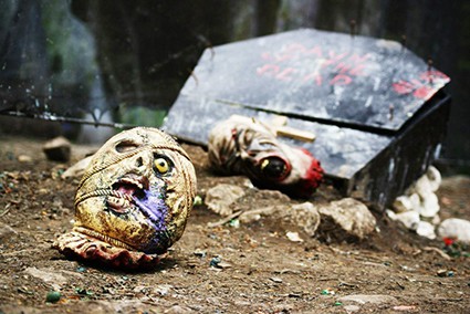 Zombie heads on the Crypt battlefield