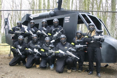 Players pose with Hemel Hempstead's Black Hawk