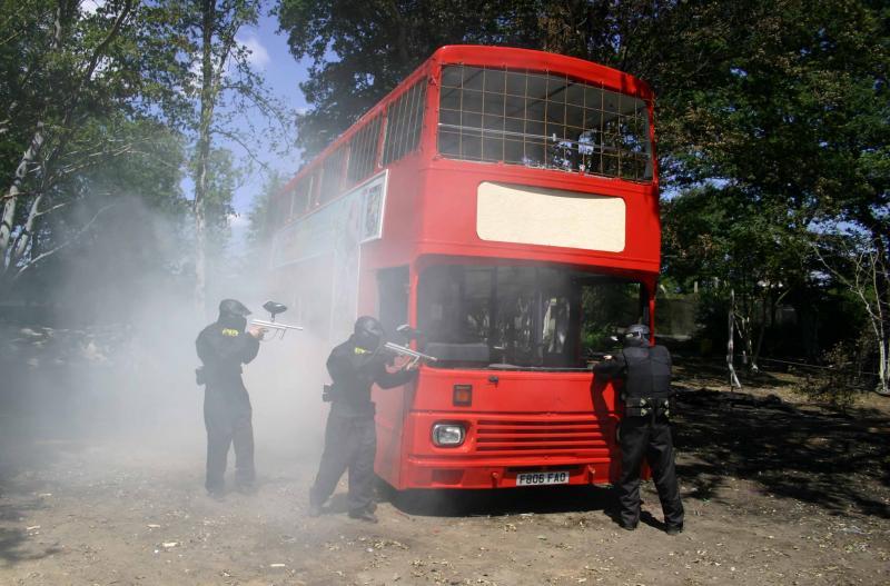 Three players clear front of bus